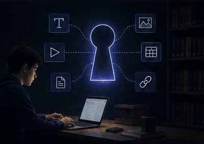 A person using Faivv with content connected through a keyhole